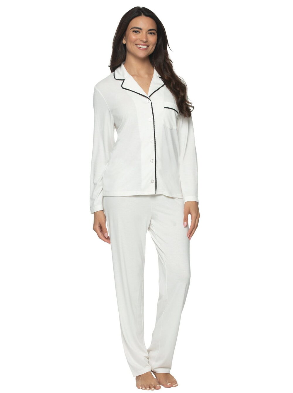 Jessie Long Sleeve Pajama Set in Whisper White.